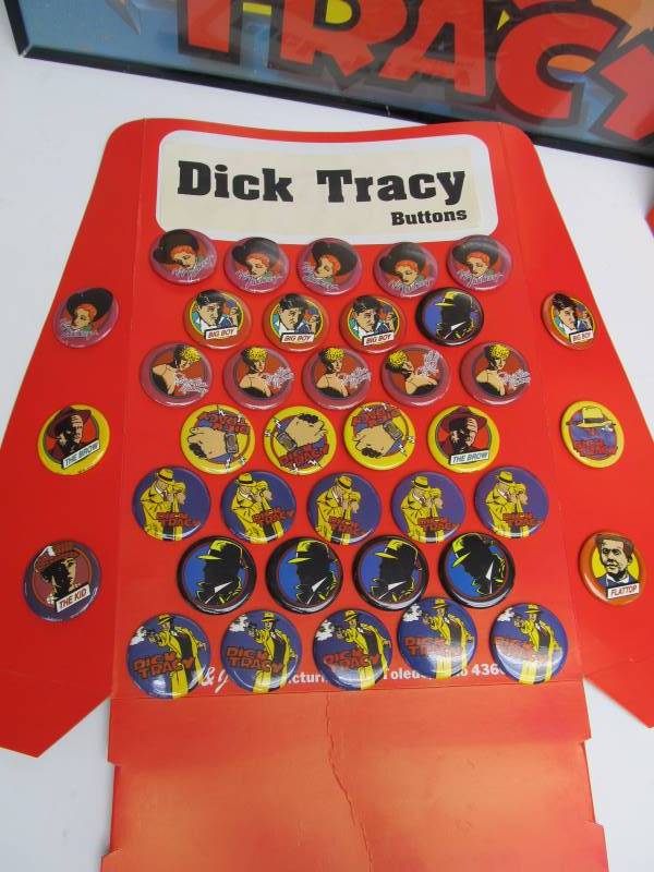 lot 154 image: NOS Dick Tracy Button Store Displays wPoster