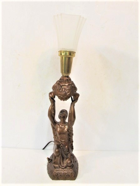 lot 200 image: Art Deco Style Egyptian Lady Table Torch Lamp
