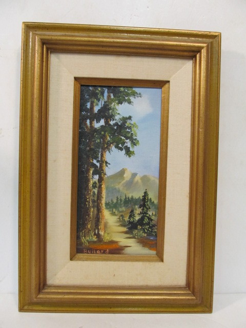 lot 249 image: Mid Century Modern Style Mountain Scenery Painting Signed BULLARD