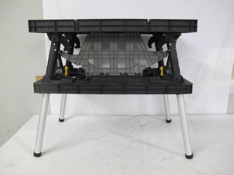 lot 3 image: Keter Pro Series Folding Compact Workbench Sawhorse Work Table with Clamps 1000 lb Capacity - USED