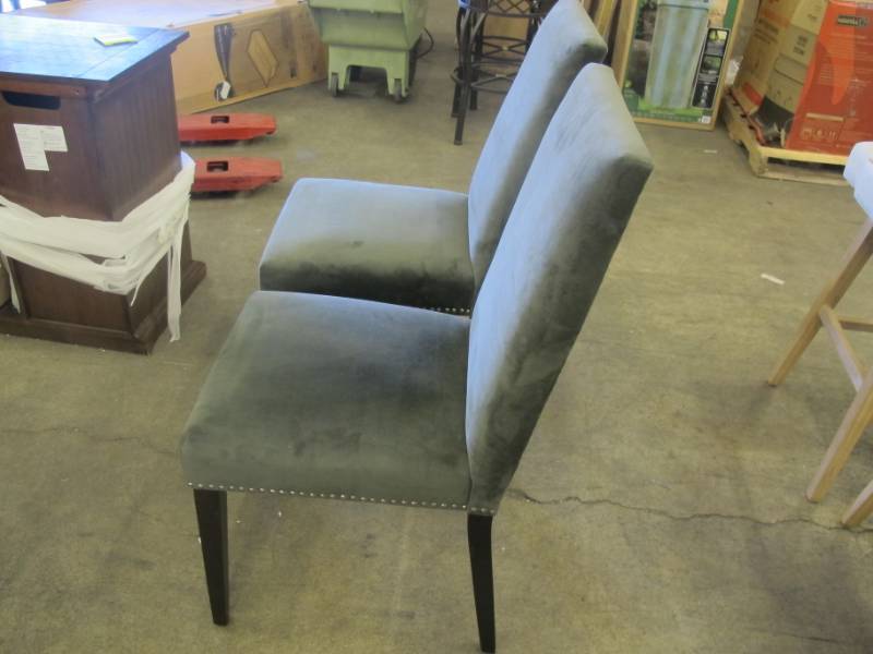 lot 7 image: 2 Pack of PaddedBeaded Jasper Blue Dining Chairs