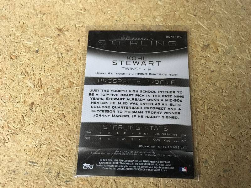 Autographed Kohl Stewart Card