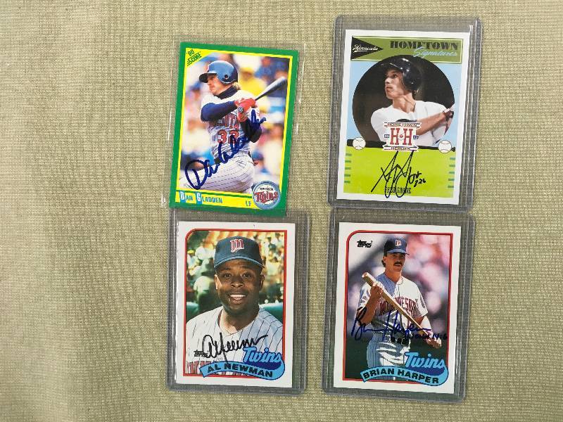 4 Autographed Minnesota Twins Cards