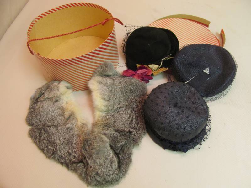 lot 30 image: vintage hat box, vintage hats