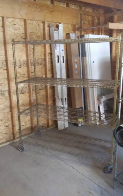 lot 12 image: Cari-All Metal Shelf Unit On Wheels 24x60x72