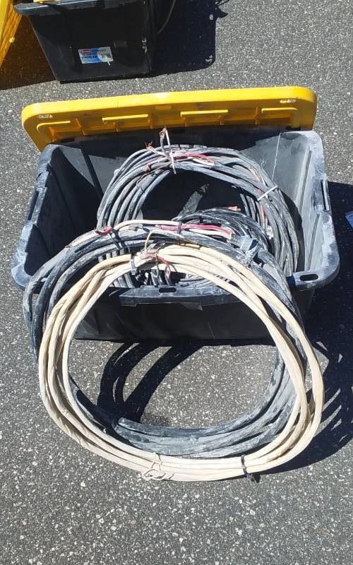 lot 41 image: Heavy Gauge Copper Electrical Wire, Includes Bin With Lid