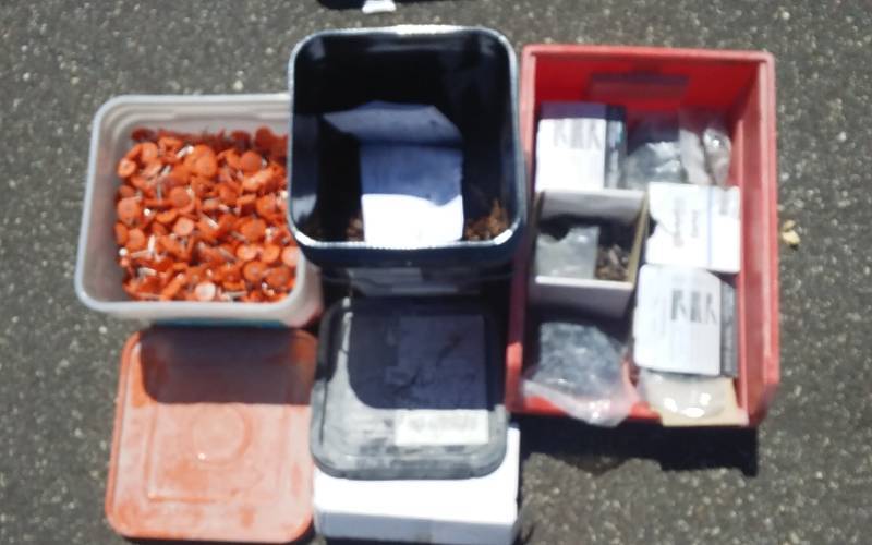 lot 51 image: Bucket Of Plastic Cap Roofing Nails, Conceal-Oc & Other Fasteners