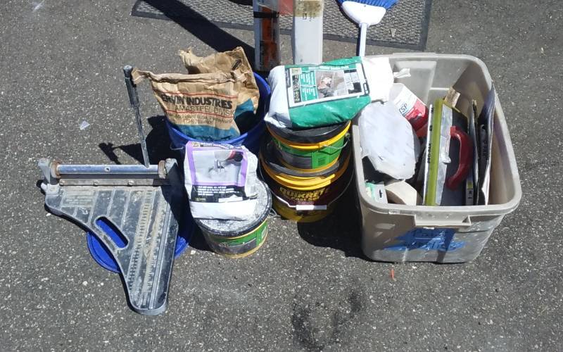 lot 78 image: Tile Cutter, Quick Set, Tile Tools, Sand Papers, More