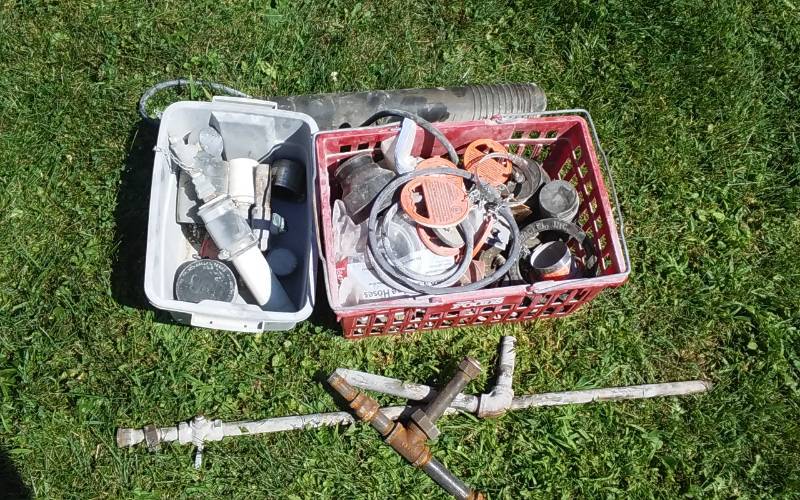 lot 95 image: 2-Bins Of Plumbing Related Parts, Pipes