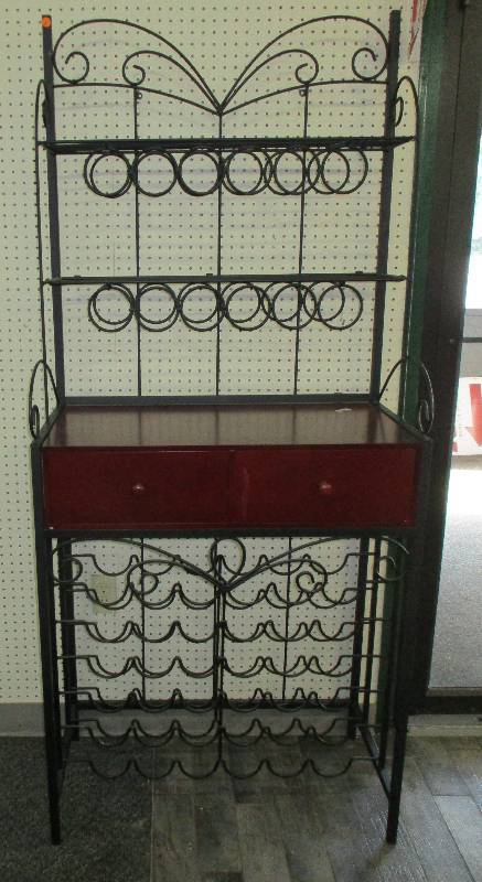 lot 1 image: Wine Rack Wood and Iron