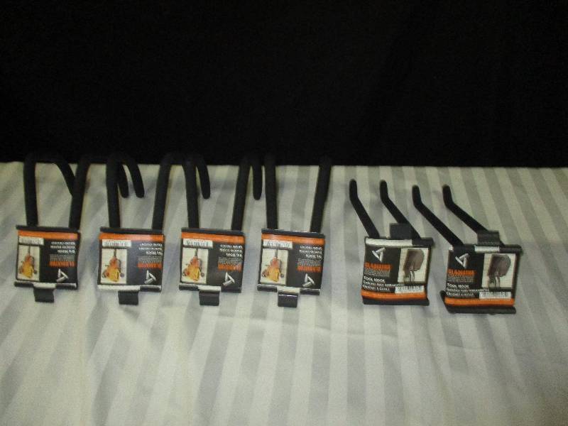 lot 66 image: 6 Gladiator Big Hooks For Hanging things in your garage Bikes and misc