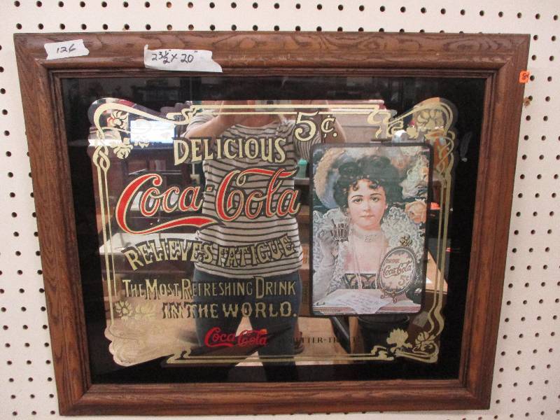 lot 89 image: Delicious Coca Cola Mirror 23 12 x 19 12