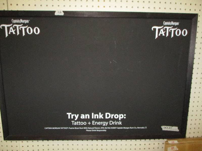lot 90 image: Captain Morgan Tattoo Chalkboard 36 x 24 14
