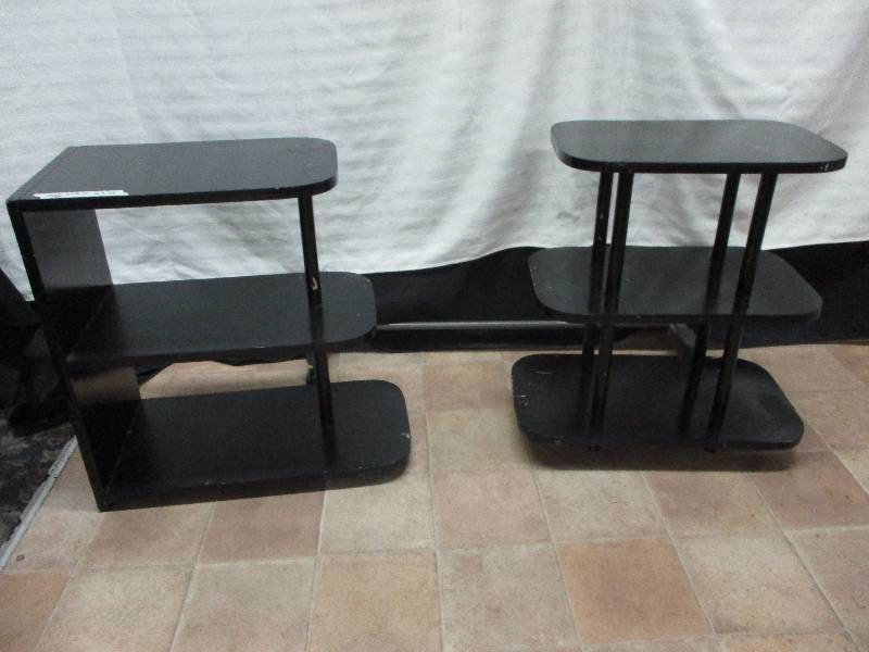 lot 126 image: Antique Tiered Wood End Tables