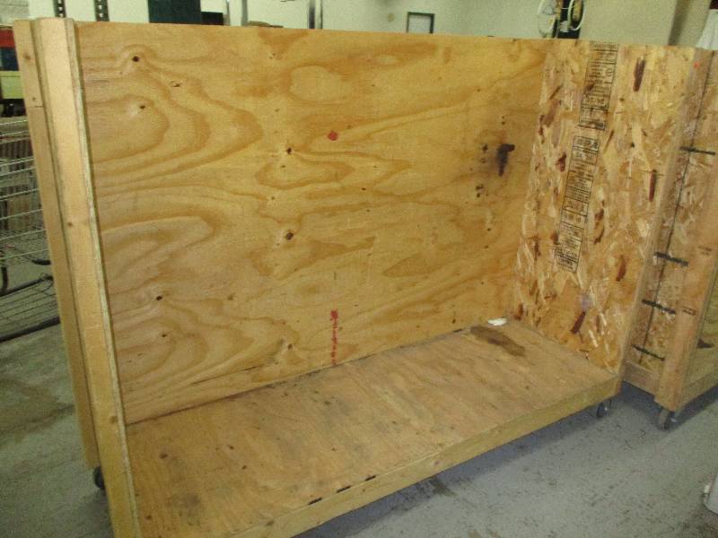 lot 150 image: 8ftx 4ft x2ft Cart on heavy Duty Casters Nice for putting in basement or shed and moving tubs or stuff around