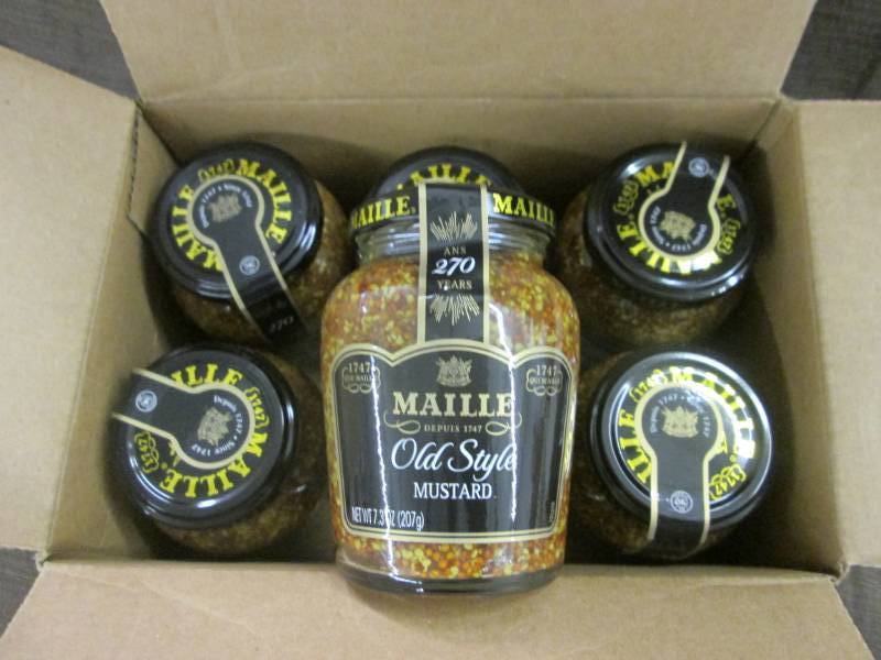 lot 98 image: Case of 6-7.3 oz Jars Maille Old St...
