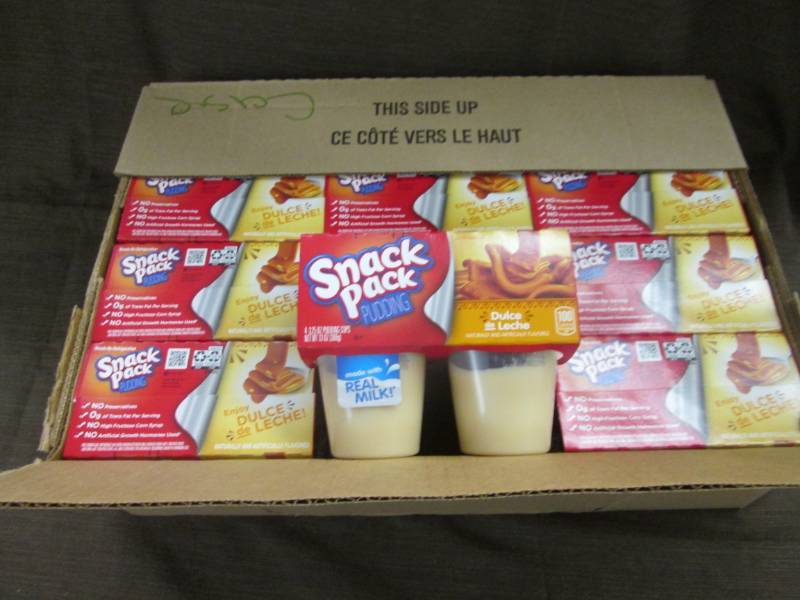 lot 102 image: Case of 12- 43.25 pks Snack Pack P...