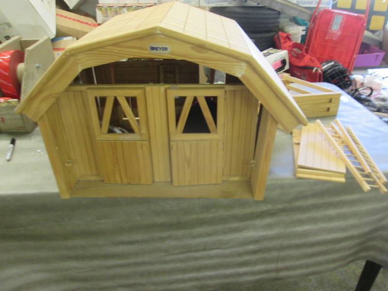 lot 157 image: Breyer Barn with ladders, corral- n...