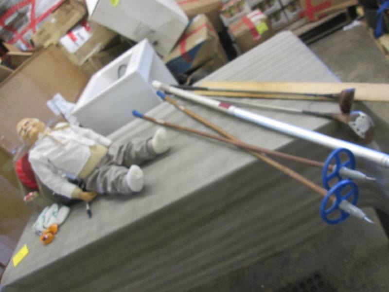 lot 173 image: Old Man Doll, Cross Country Ski Pol...