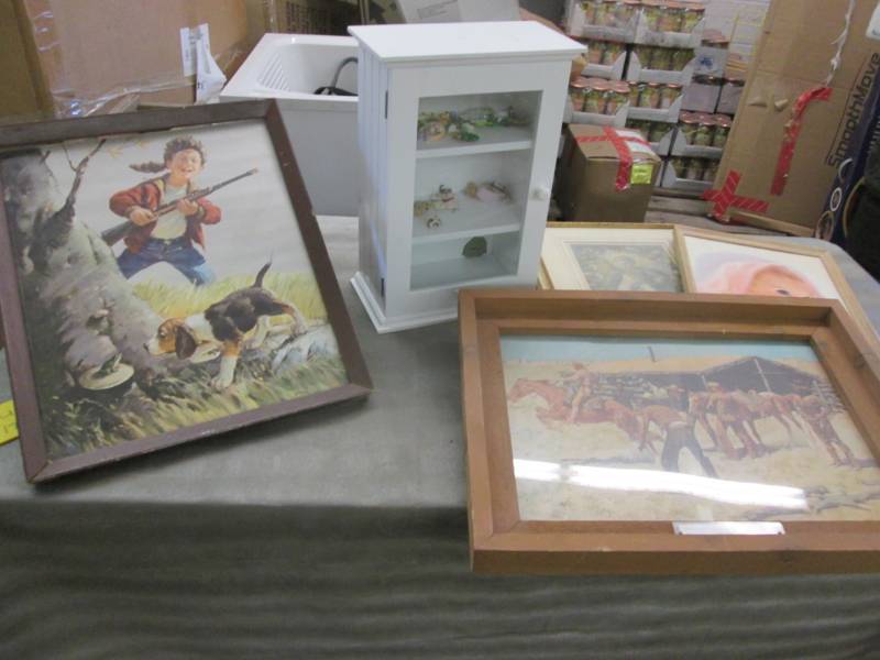 lot 174 image: 3 Pictures, Small Cabinet...