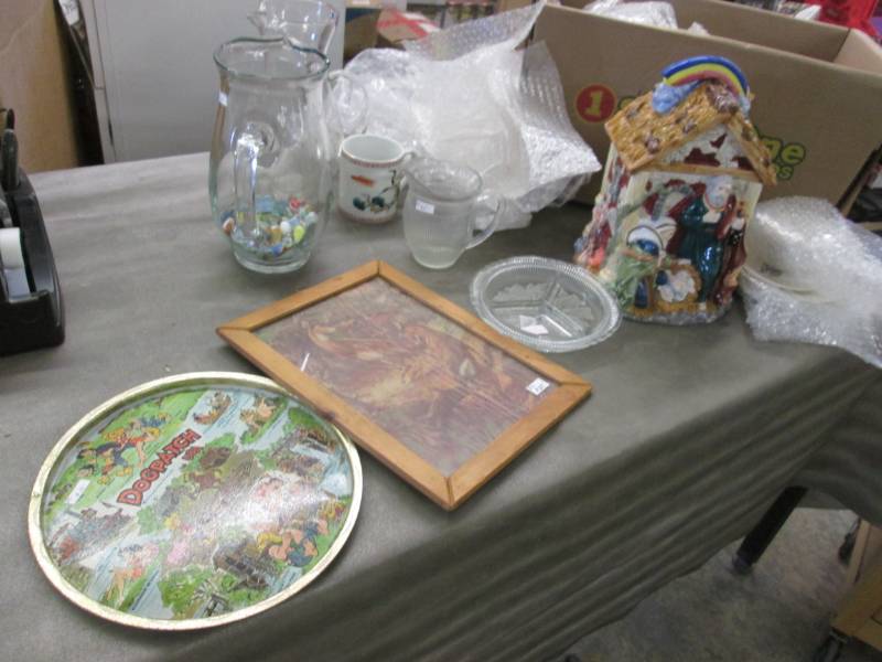 lot 196 image: 2 Pitchers one with marbles,Nativit...