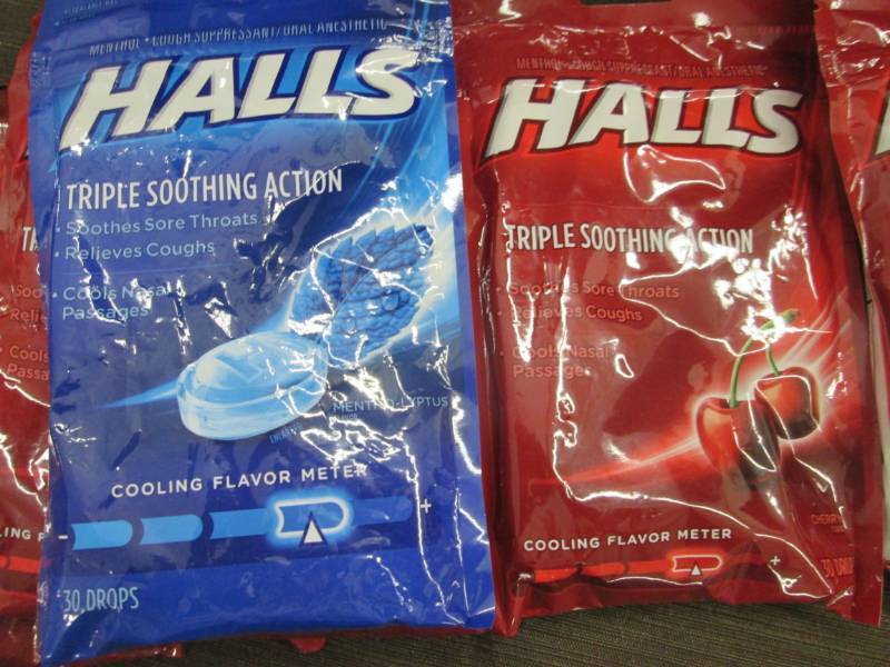 lot 229 image: 7 Bags Halls Cough Drops...