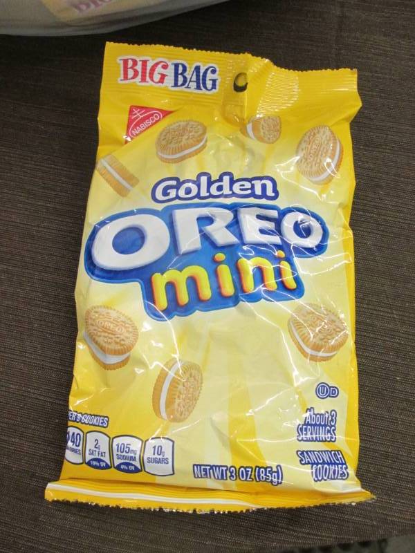 lot 244 image: 12 Bags of Golden Oreo Minis 3 oz s...