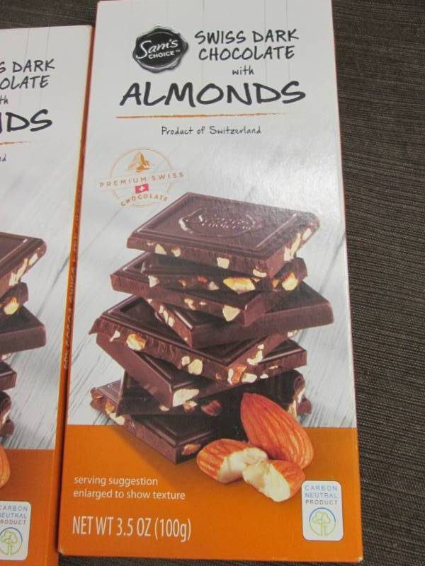 lot 251 image: 4- 3.5 oz Dark Chocolate with Almon...