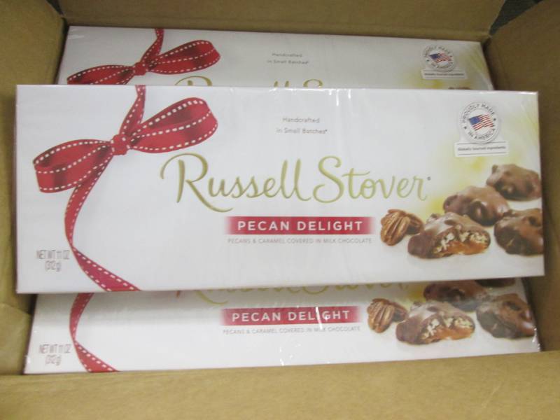 lot 337 image: 6- 11 oz Boxes Russell Stover Pecan...