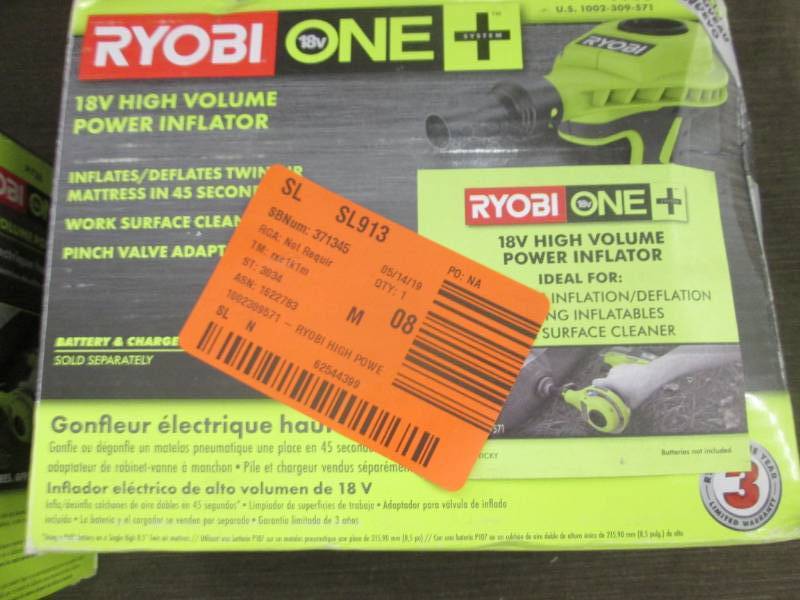 lot 368 image: Ryobi 18-Volt ONE Cordless High Vo...