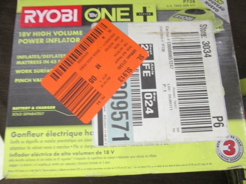 lot 369 image: Ryobi 18-Volt ONE Cordless High Vo...