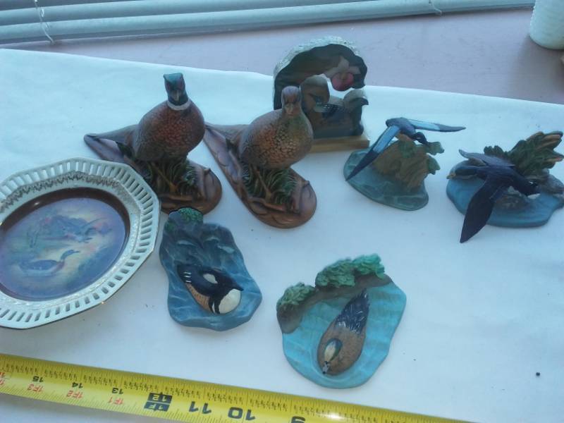 lot 35 image: Game bird figurines, Ducks, pheasants and more.