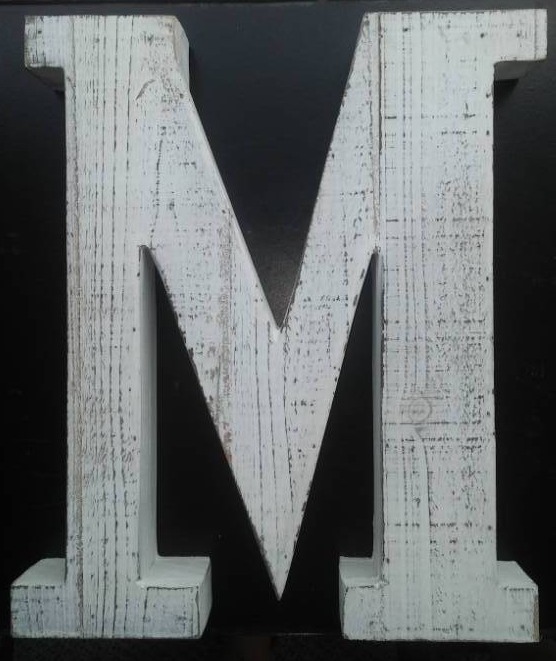 lot 70 image: Wood letter M. $27.99 retail.