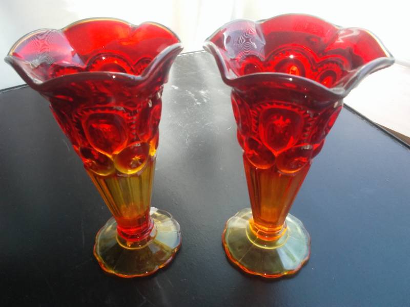 Depression Glass Vases Gold To Red Cheap Shipping Spee Dee