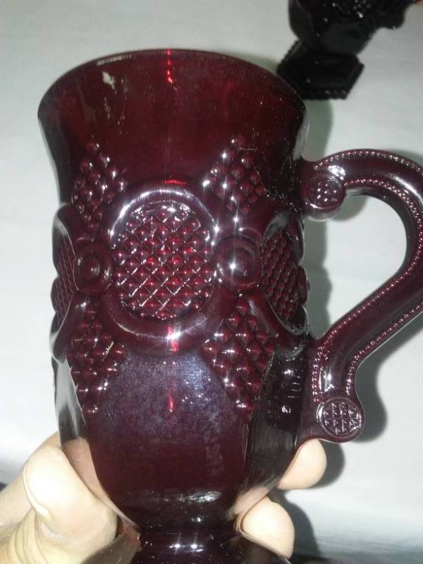 lot 119 image: 4 red glass coffee cups siphon coffee with a flare.
