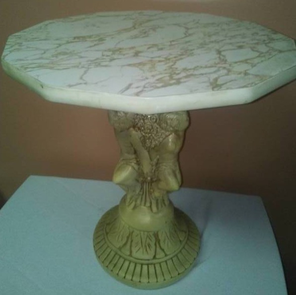 lot 160 image: Vintage mid-century modern Ceramic and marble end table. &nbspNo shipping for this item.