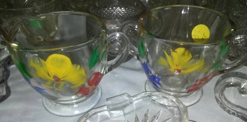 lot 164 image: Glass creamer sugar cups & More.