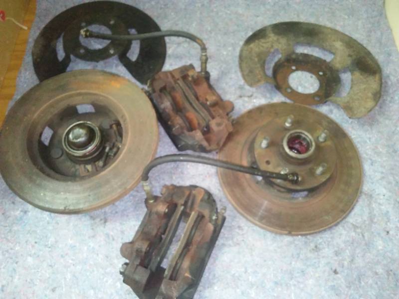 Left and Right Brake rotors, drums, calipers, front and rear.