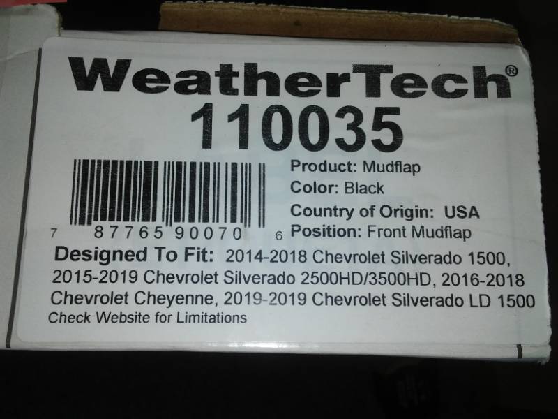 Weather Tek Mud flaps - 2 Chevrolet.
