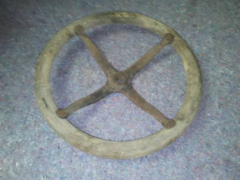Vintage Antique wood steering wheel, metal spokes. fabulous find