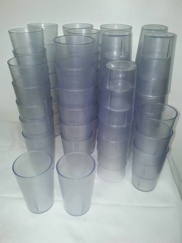 lot 232 image: 69 plastic stackable glasses - very good condition.