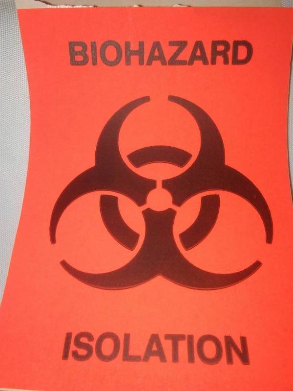 lot 240 image: Biohazard sticker labels, box and roll.