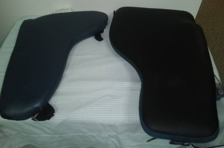 lot 252 image: Two left and right arm wheelchair supports.