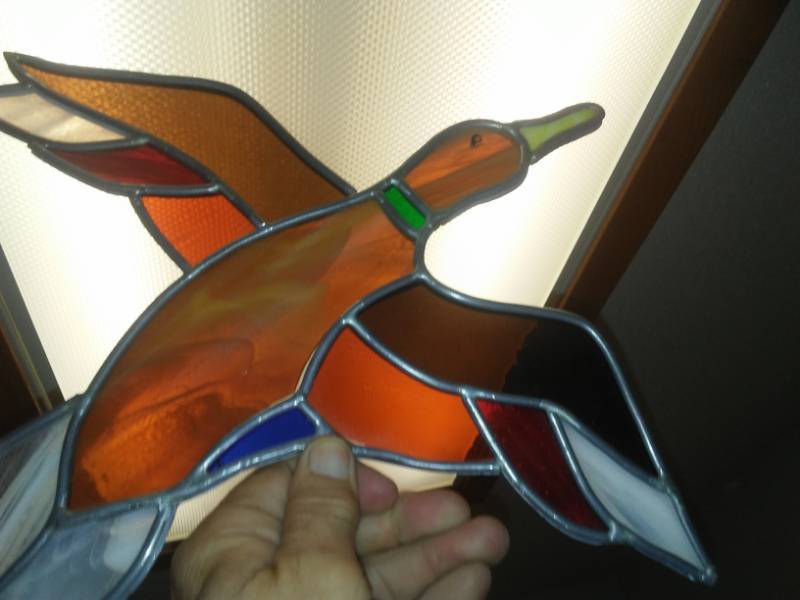 lot 315 image: Leaded glass duck - Mallard.