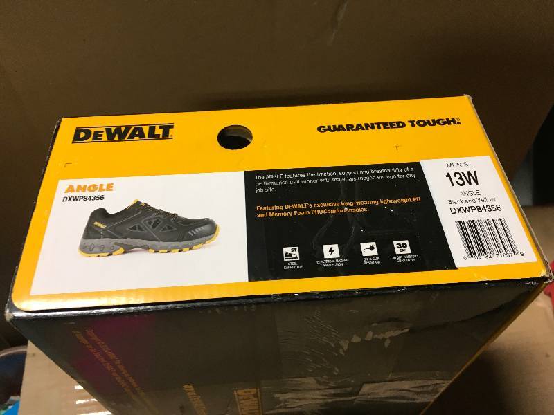 lot 13 image: Dewalt Angle Mens Size 13(W)BlackYellow Nylon Mesh Steel Toe ProLite Work Shoe not used