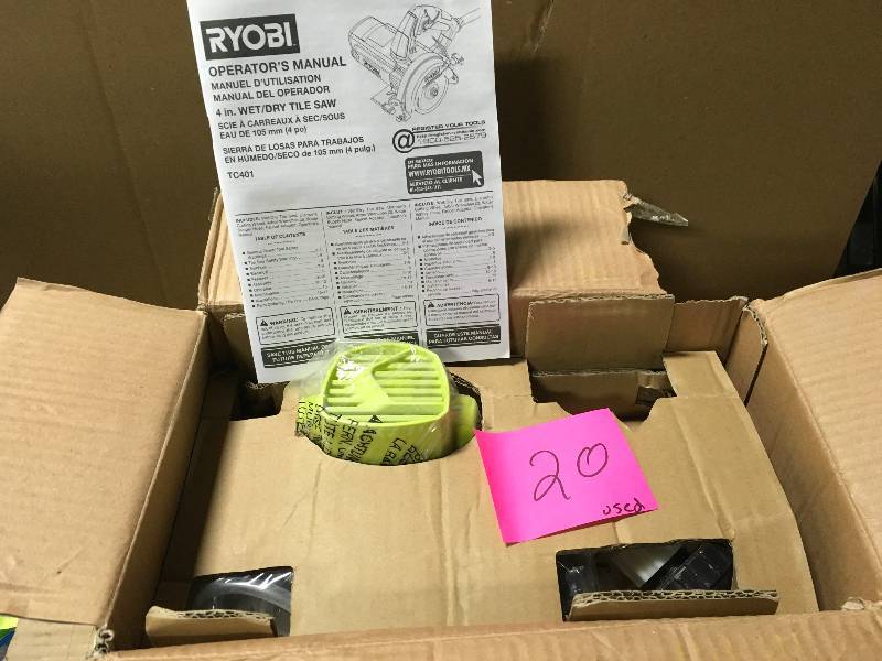lot 20 image: RYOBI 4 in. Tile Saw USED in good condition