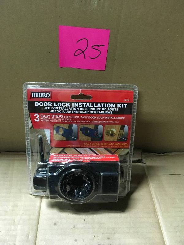 lot 25 image: MIBRO Carbon Steel Door Lock and Deadbolt Installation Kit for Wood Doors  in good condition