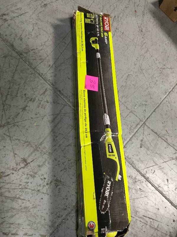 lot 35 image: RYOBI 8 in. 6 Amp Pole Saw in good condition