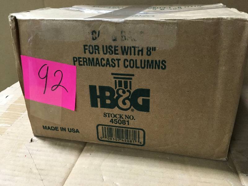lot 92 image: HB&G Tuscan Cap & Base For use with 8 Permacast Columns not used