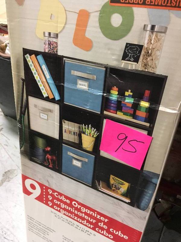 lot 95 image: ClosetMaid 36 in. W x 36 in. H Espresso Stackable 9-Cube Organizer  in good condition